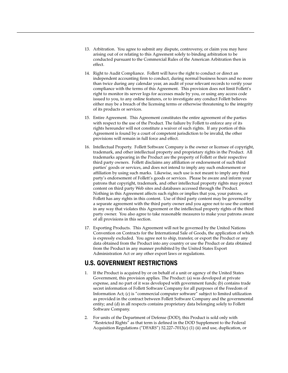 U.s. government restrictions | Follett VERSION 6.00 User Manual | Page 6 / 730