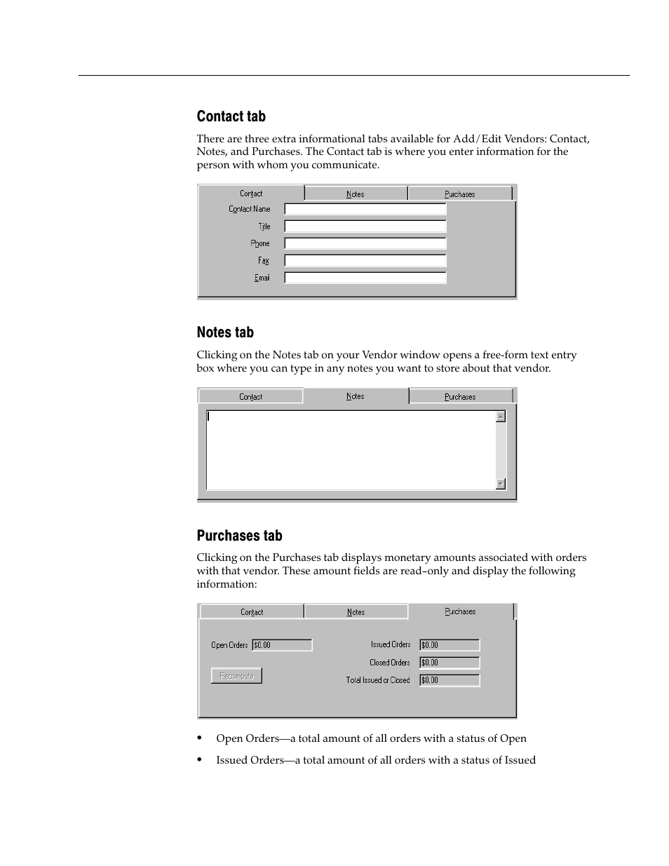 Contact tab, Notes tab, Purchases tab | Follett VERSION 6.00 User Manual | Page 63 / 730