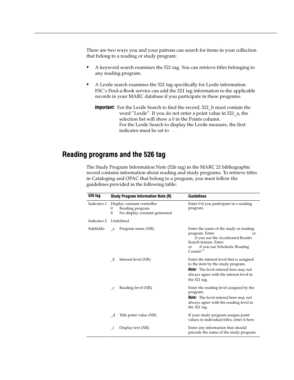 Reading programs and the 526 tag | Follett VERSION 6.00 User Manual | Page 635 / 730