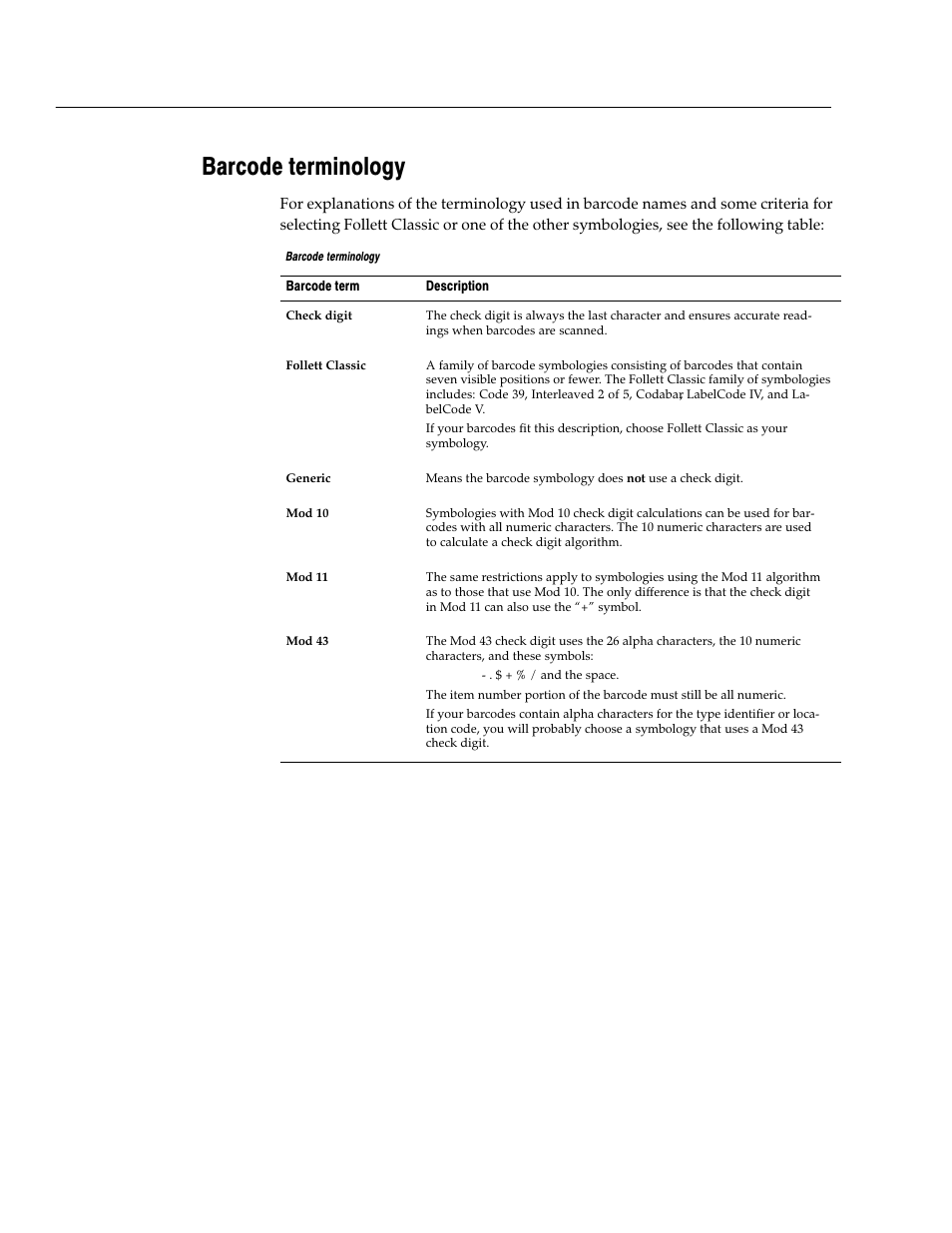 Barcode terminology | Follett VERSION 6.00 User Manual | Page 648 / 730