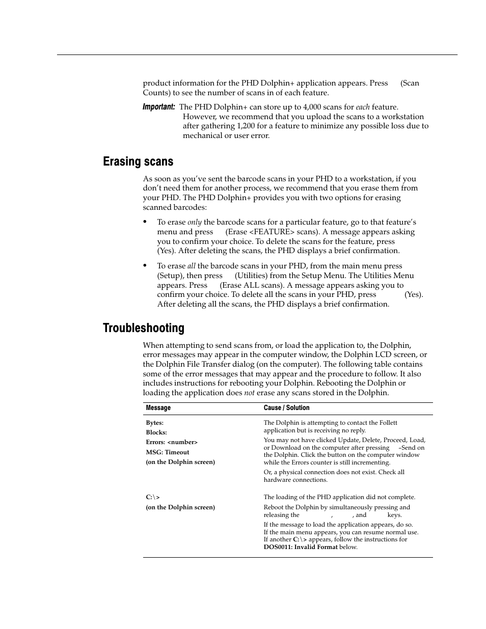 Erasing scans, Troubleshooting | Follett VERSION 6.00 User Manual | Page 679 / 730
