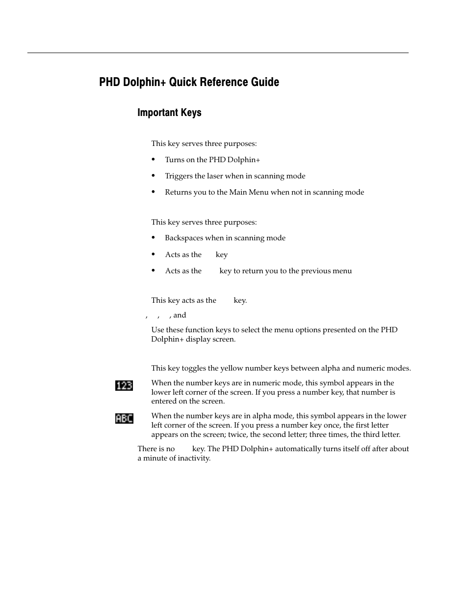 Phd dolphin+ quick reference guide, Important keys | Follett VERSION 6.00 User Manual | Page 682 / 730