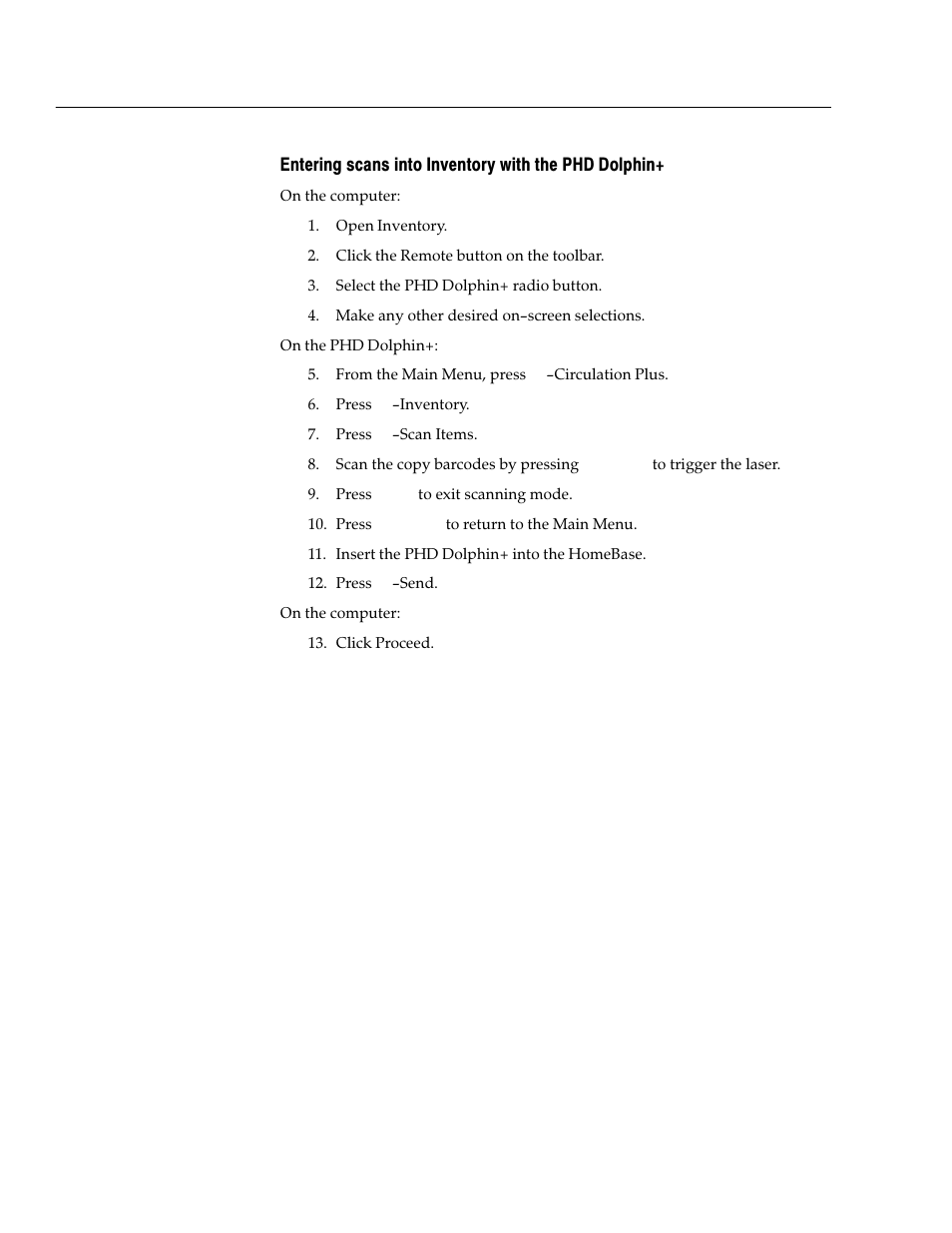 Entering scans into inventory with the phd dolphin | Follett VERSION 6.00 User Manual | Page 684 / 730