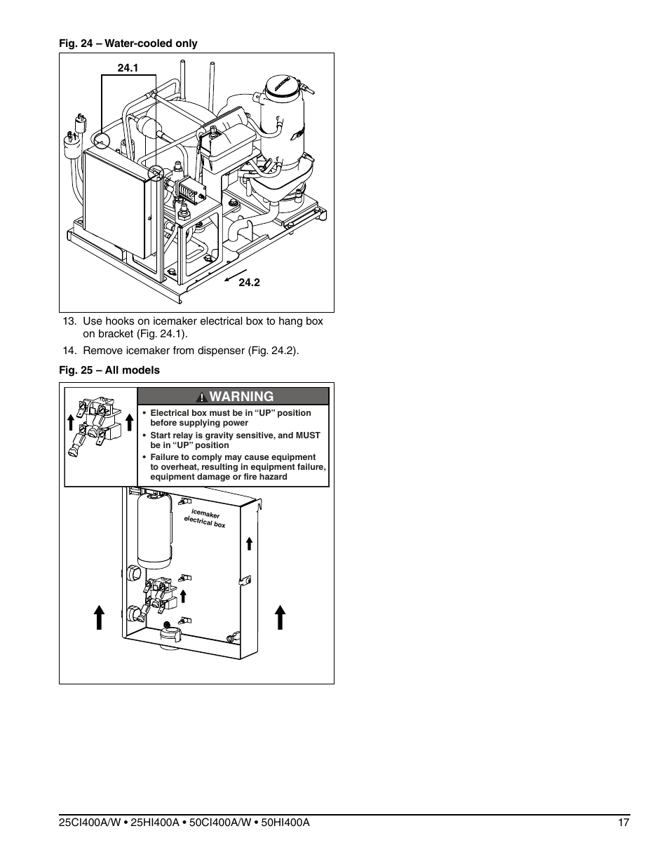 Warning | Follett Symphony 50HI400A 23 User Manual | Page 17 / 48