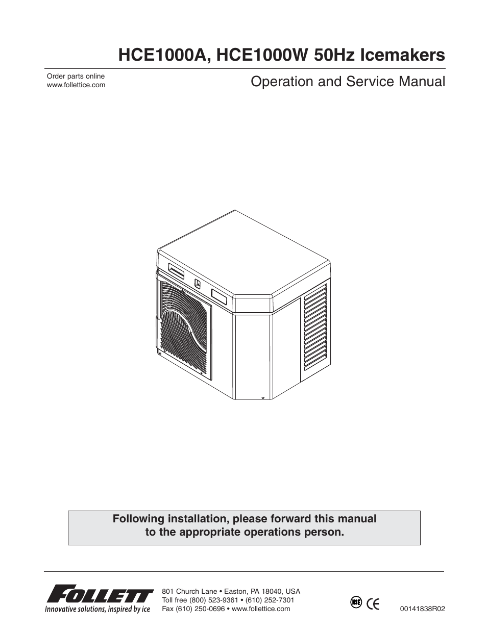 Follett HCE1000A User Manual | 40 pages