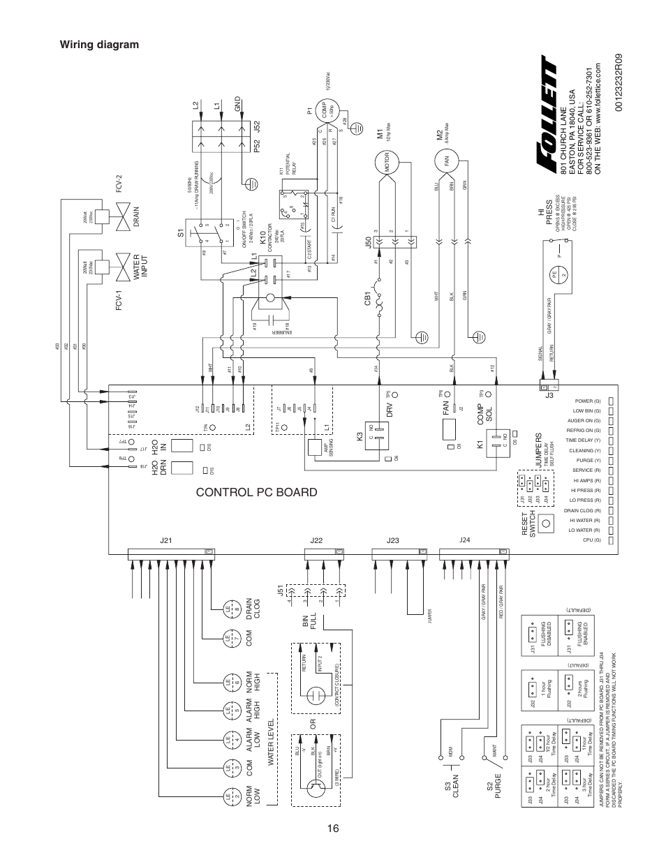 Control pc board, Wiring diagram | Follett HCE1000A User Manual | Page 16 / 40