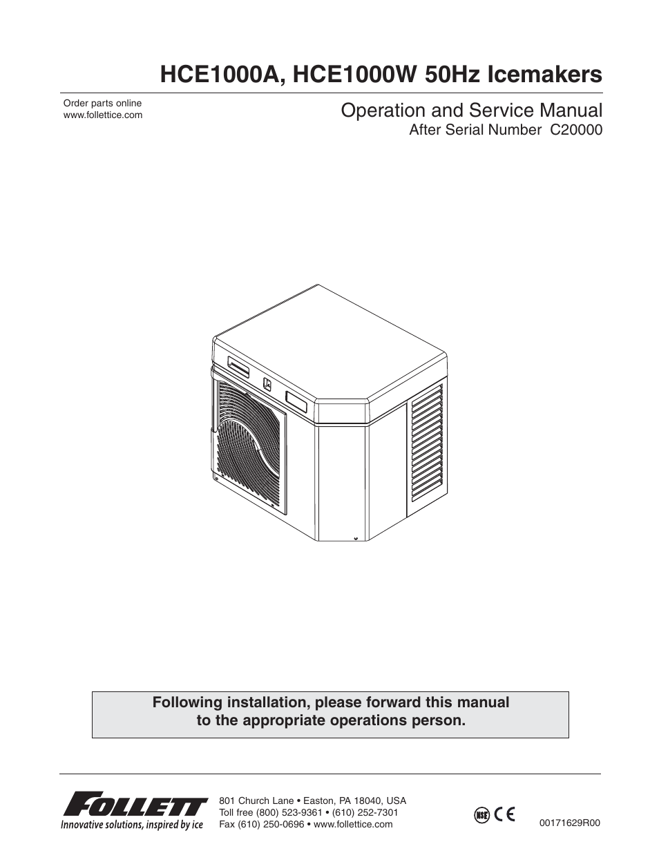 Follett HCE1000W User Manual | 40 pages