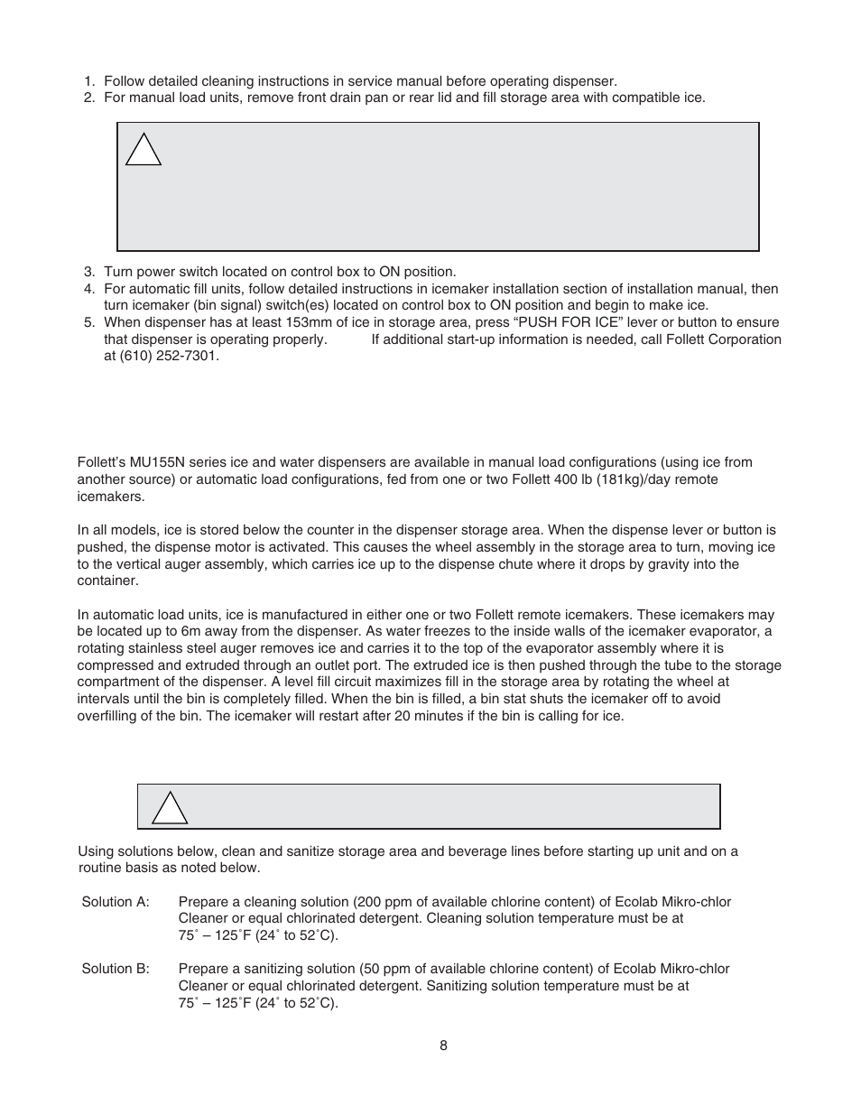 User information, Cleaning and sanitizing procedures, How the dispenser works | Follett MU155N Series User Manual | Page 9 / 20