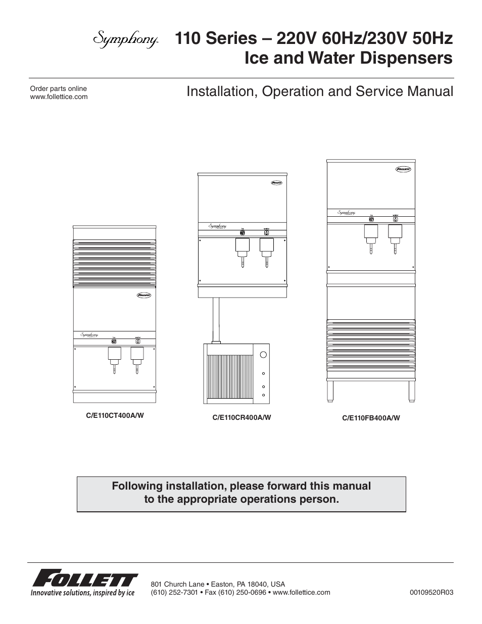 Follett 110 Series User Manual | 28 pages