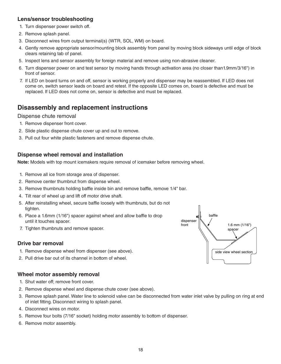 Disassembly and replacement instructions | Follett 110 Series User Manual | Page 18 / 28