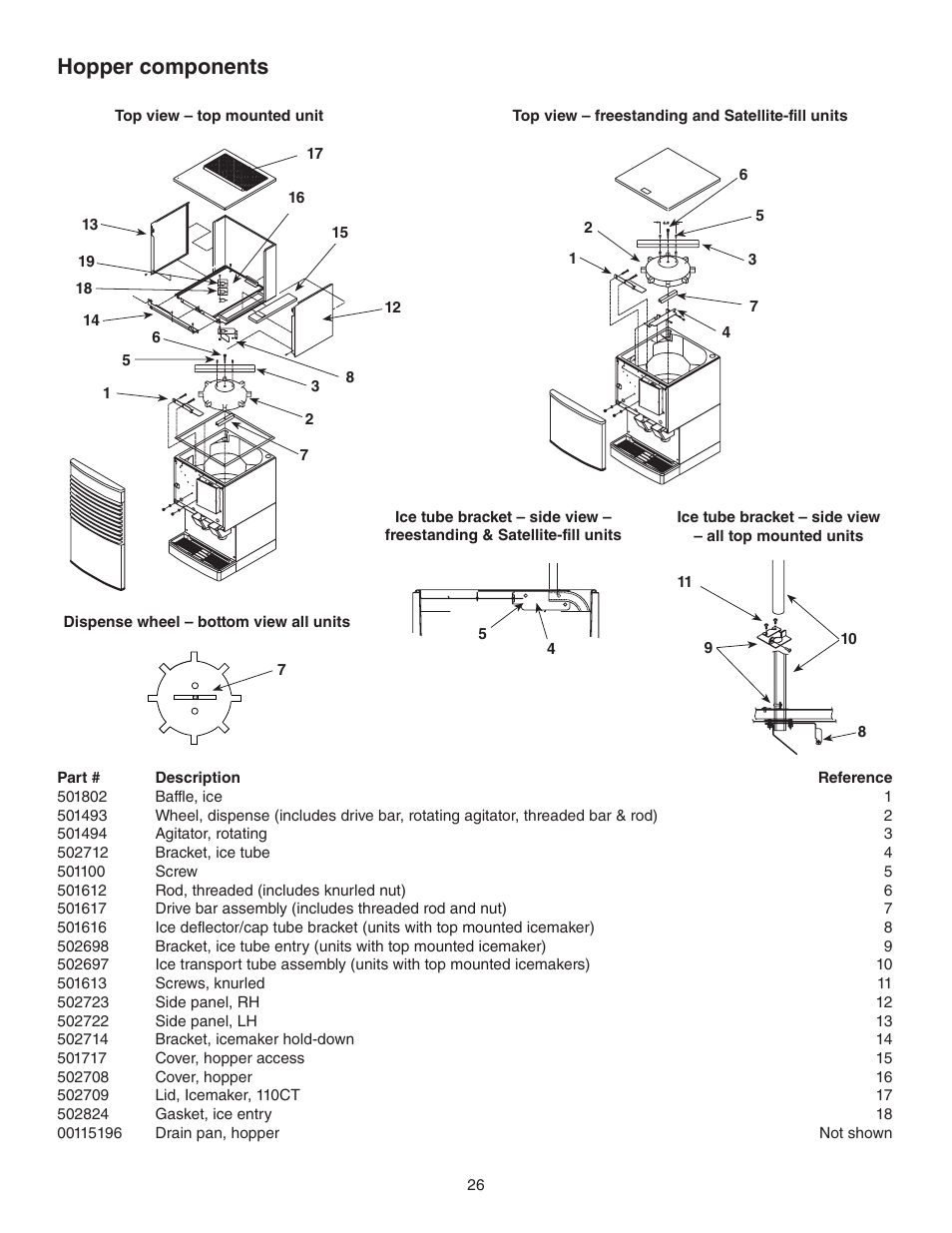 Hopper components | Follett 110 Series User Manual | Page 26 / 28