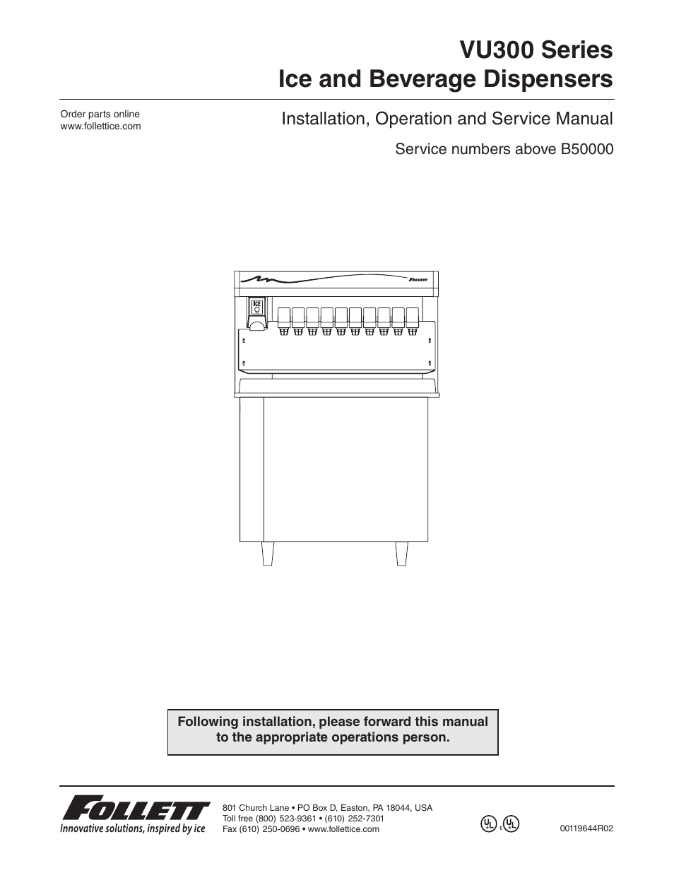 Follett VU300 User Manual | 22 pages