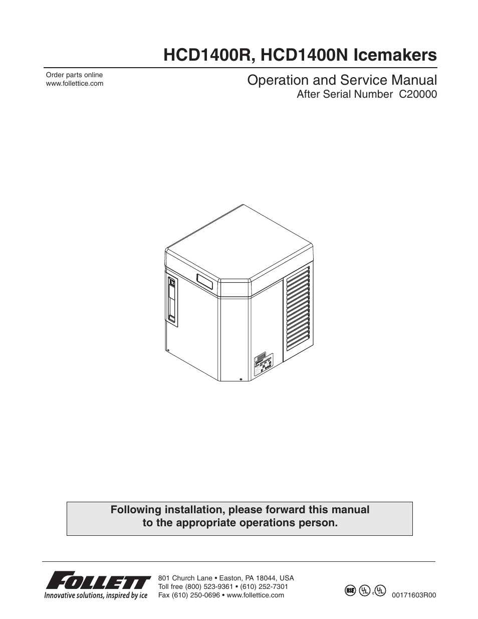 Follett HCD1400R User Manual | 40 pages