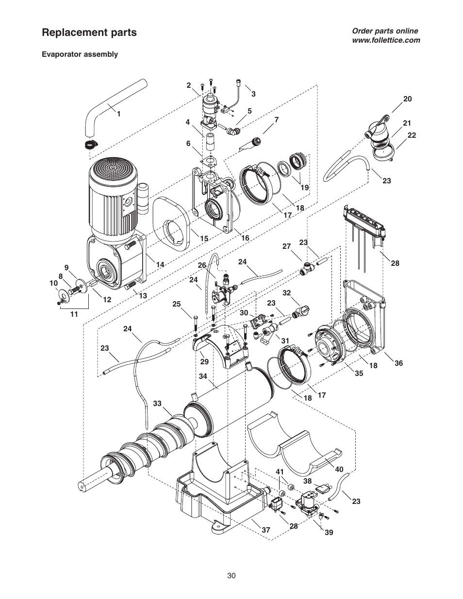 Replacement parts | Follett HCD1400R User Manual | Page 30 / 40