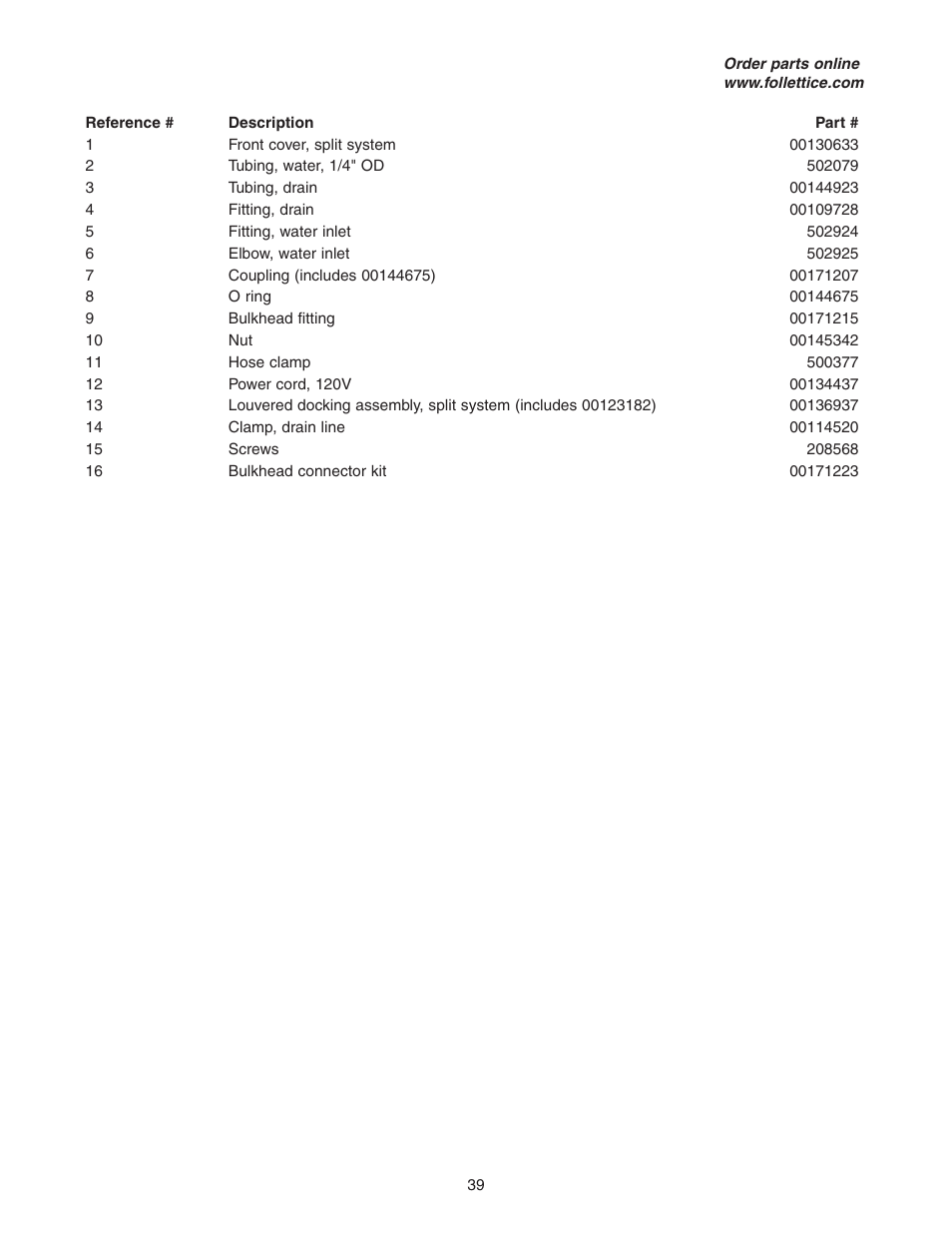 Follett HCD1400R User Manual | Page 39 / 40