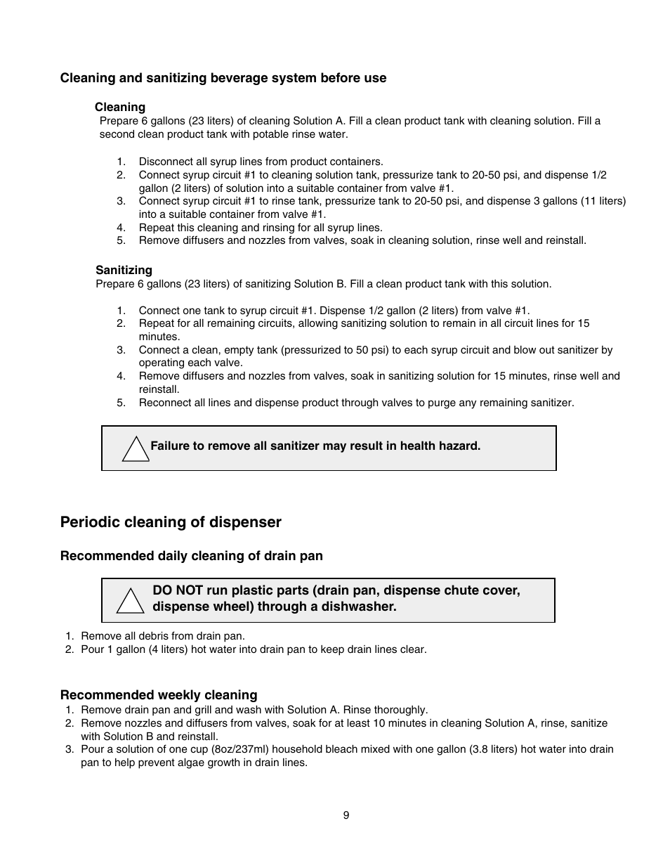 Periodic cleaning of dispenser | Follett U155 User Manual | Page 10 / 24