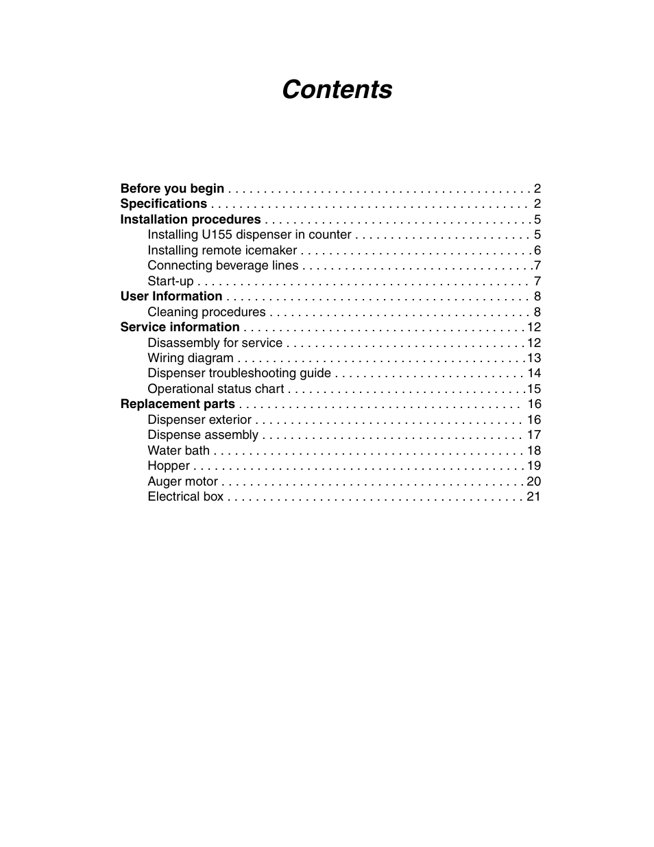 Follett U155 User Manual | Page 2 / 24