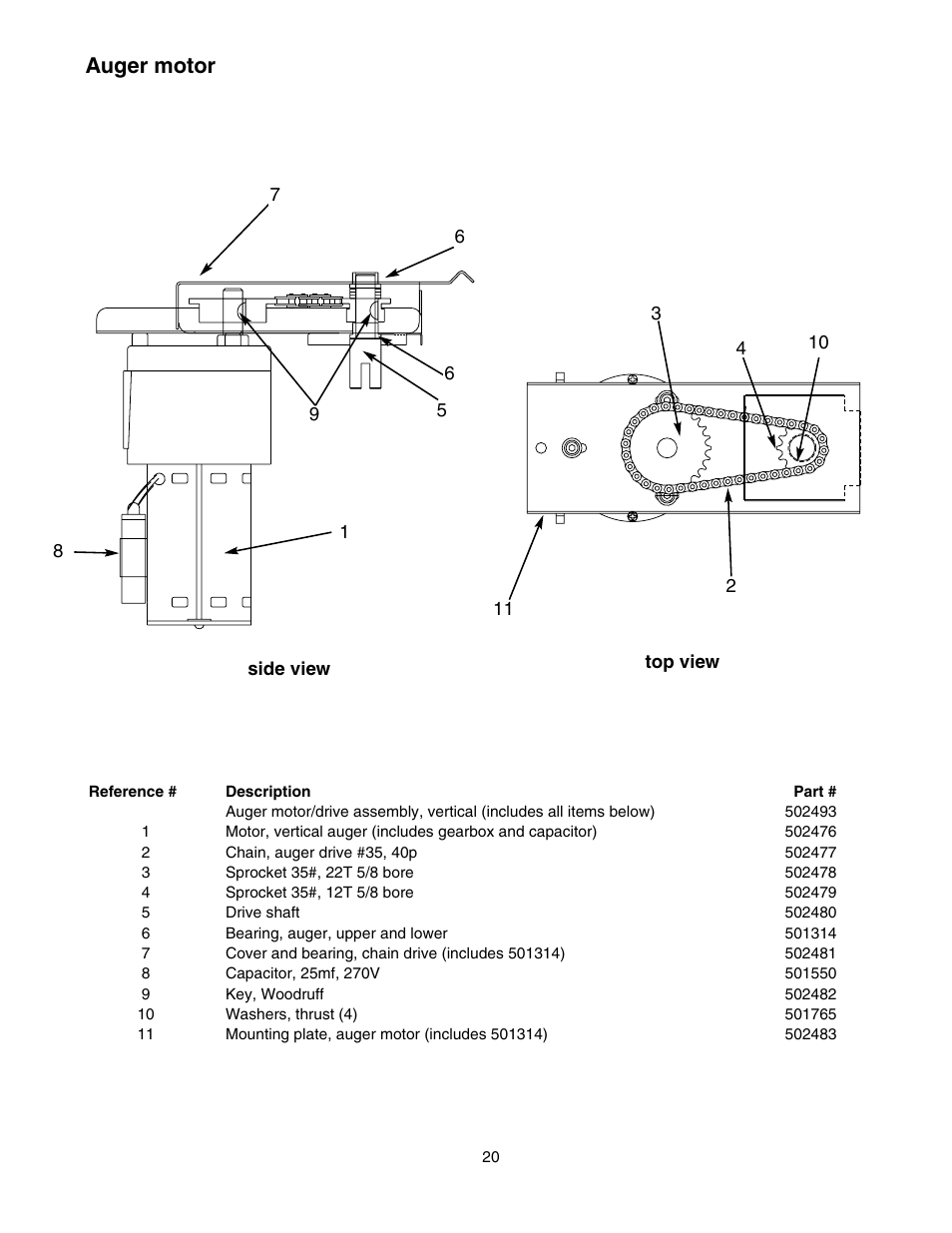 Auger motor | Follett U155 User Manual | Page 21 / 24