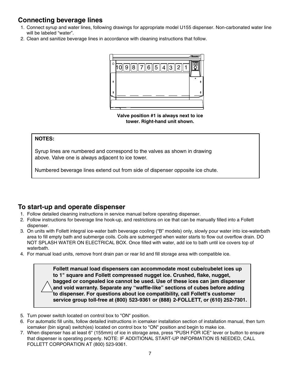 Connecting beverage lines | Follett U155 User Manual | Page 8 / 24