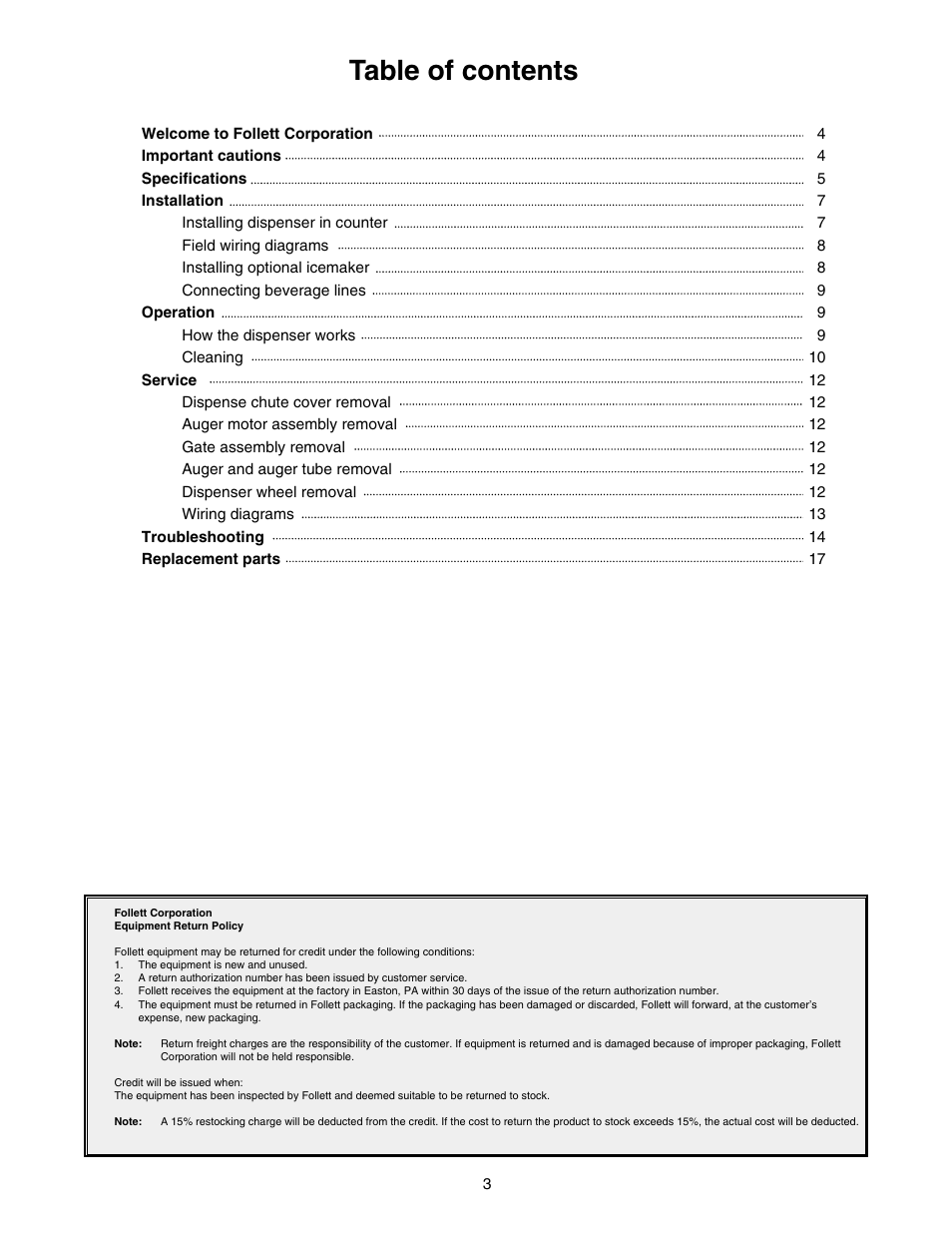 Follett VU155K User Manual | Page 3 / 24