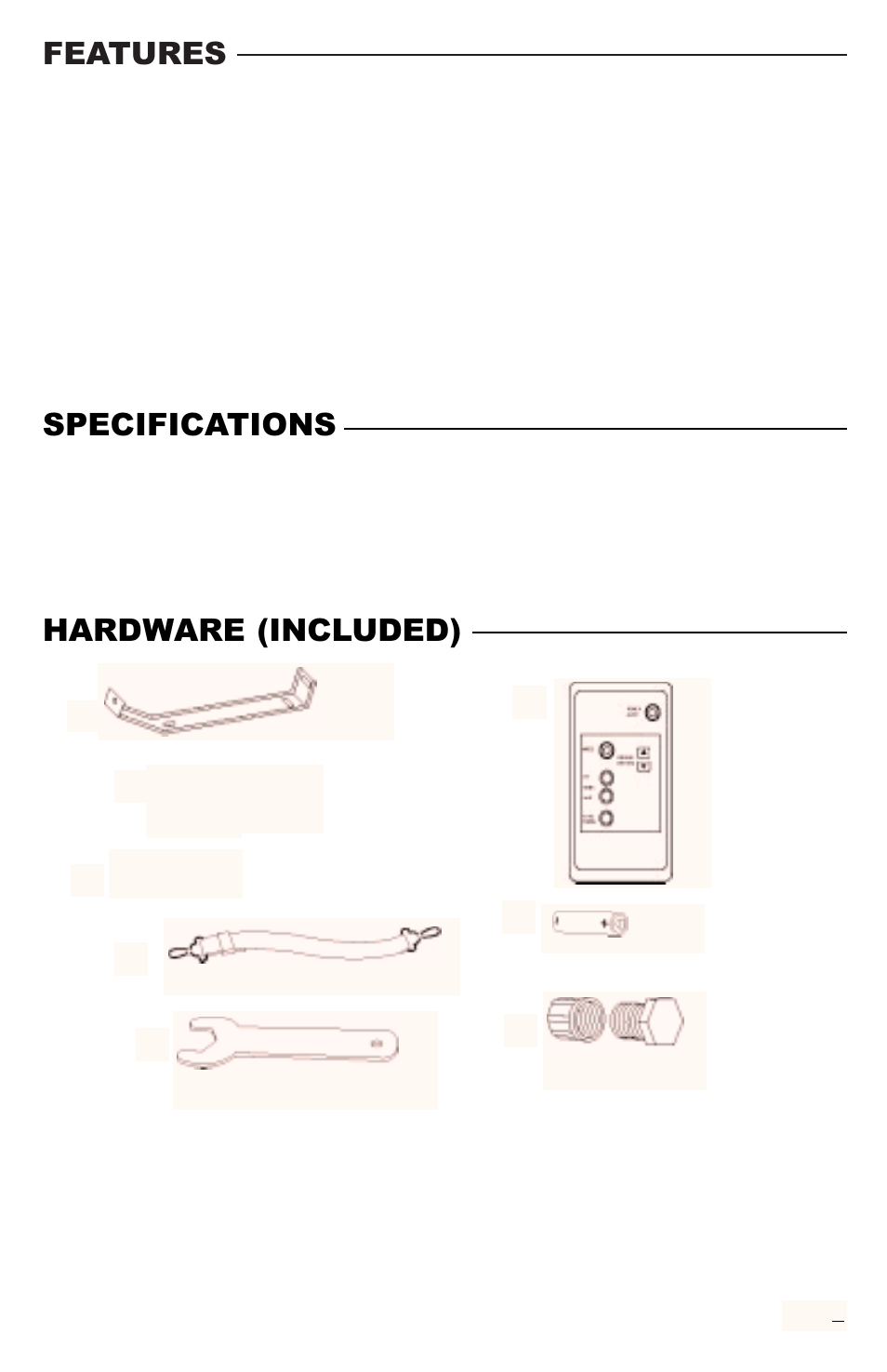 Features, Specifications, Hardware (included) | Freecom Technologies RCS-S5000B User Manual | Page 3 / 16
