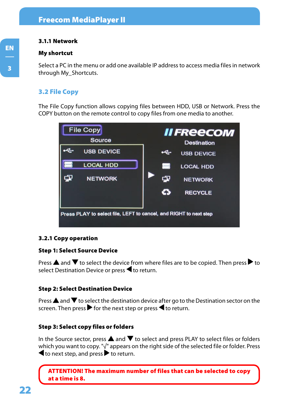 2 file copy, Freecom mediaplayer ii | Freecom Technologies Media Player II User Manual | Page 22 / 43
