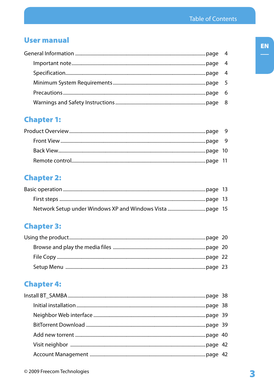 Freecom Technologies Media Player II User Manual | Page 3 / 43