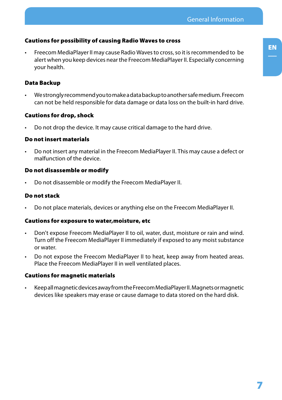 Freecom Technologies Media Player II User Manual | Page 7 / 43