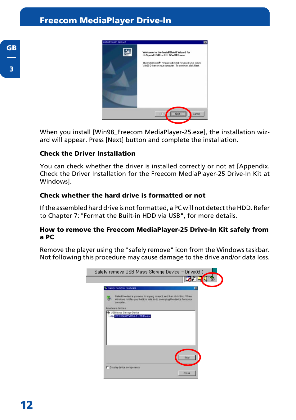 Freecom mediaplayer drive-in | Freecom Technologies Multimedia Player User Manual | Page 12 / 48