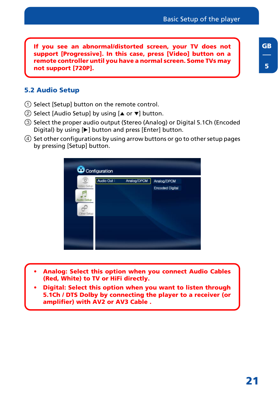 2 audio setup | Freecom Technologies Multimedia Player User Manual | Page 21 / 48