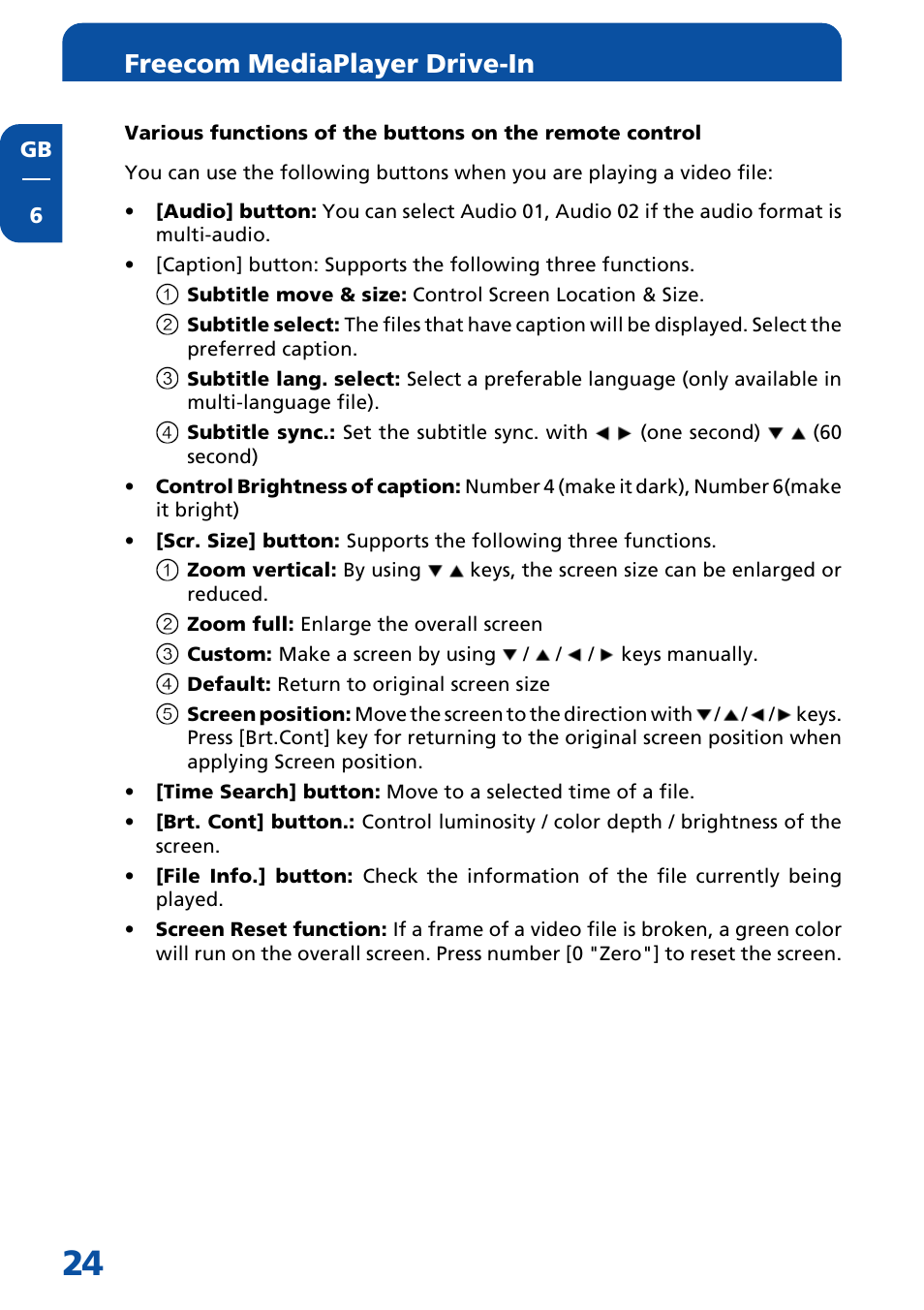 Freecom mediaplayer drive-in | Freecom Technologies Multimedia Player User Manual | Page 24 / 48