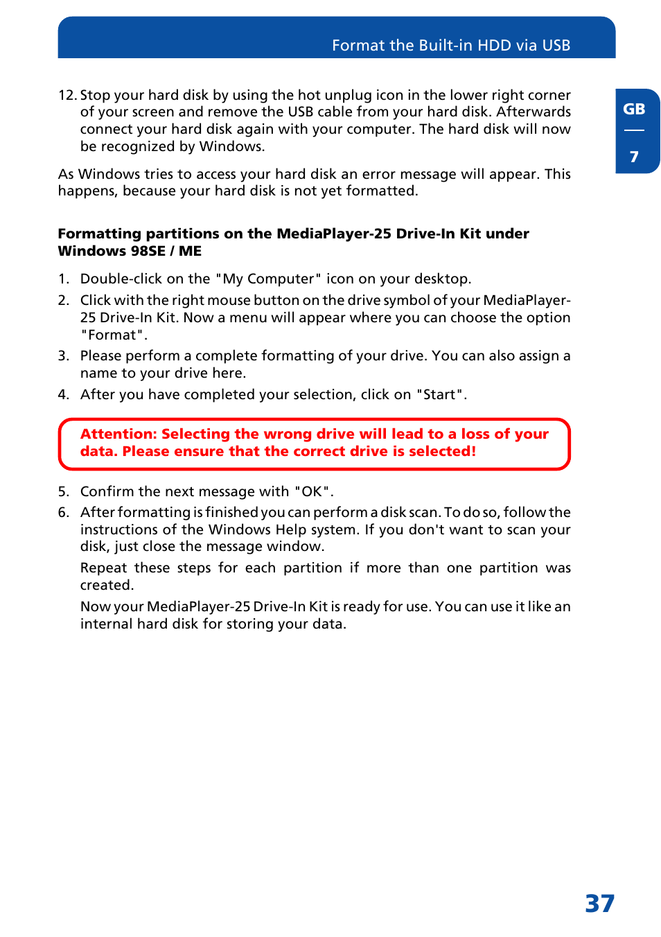 Freecom Technologies Multimedia Player User Manual | Page 37 / 48
