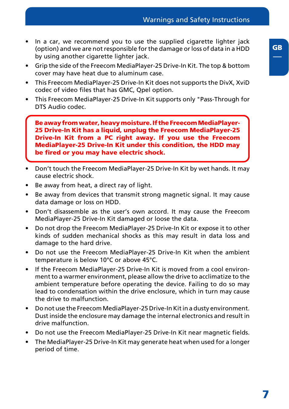 Freecom Technologies Multimedia Player User Manual | Page 7 / 48