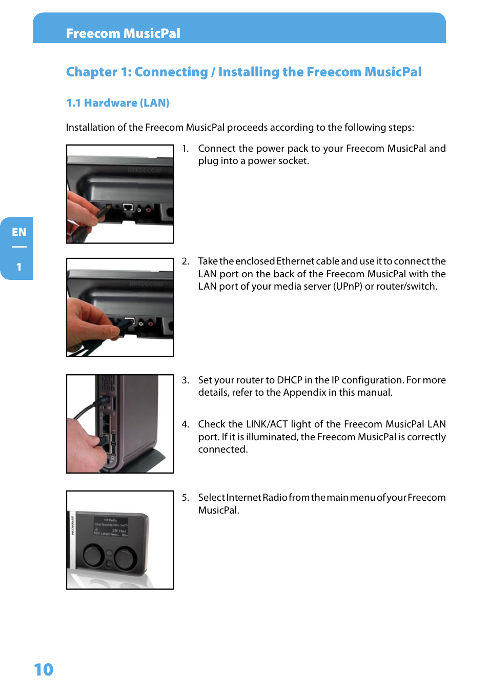 1 hardware (lan), Freecom musicpal | Freecom Technologies MusicPal User Manual | Page 10 / 120