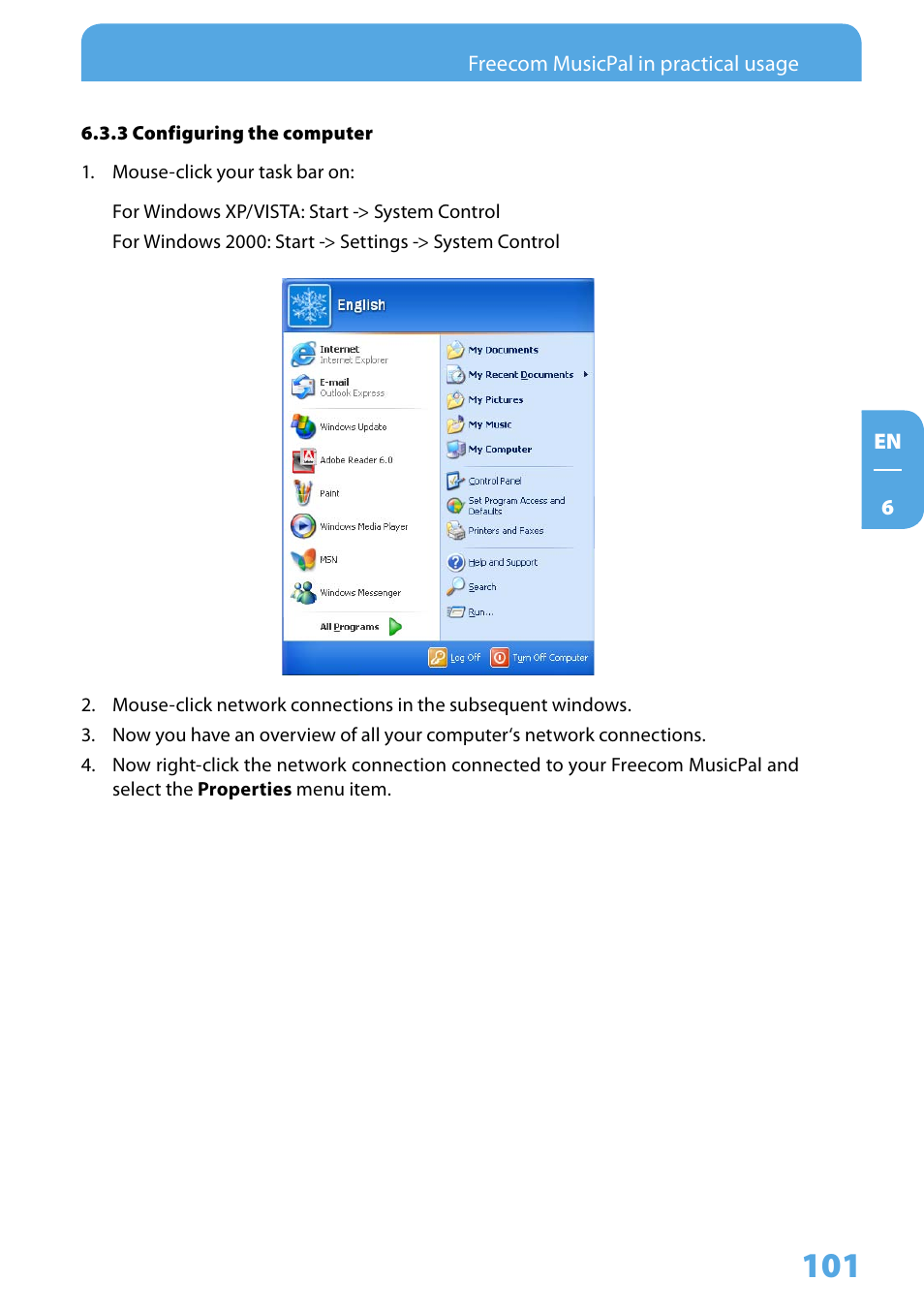 3 configuring the computer | Freecom Technologies MusicPal User Manual | Page 101 / 120