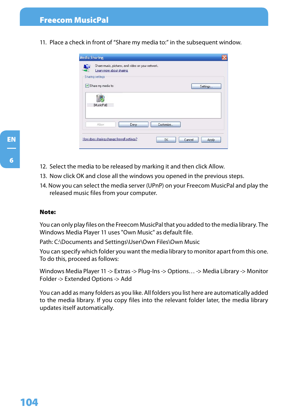 Freecom musicpal | Freecom Technologies MusicPal User Manual | Page 104 / 120