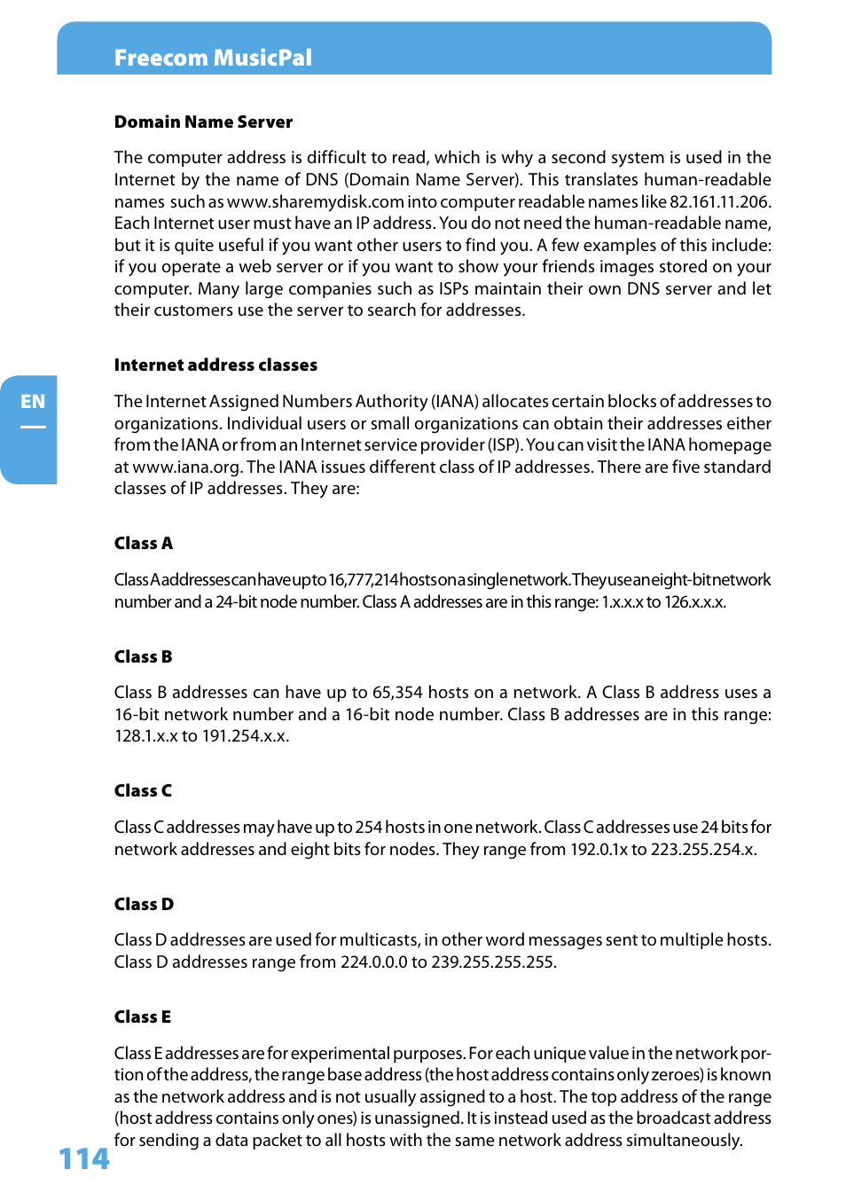 Freecom musicpal | Freecom Technologies MusicPal User Manual | Page 114 / 120