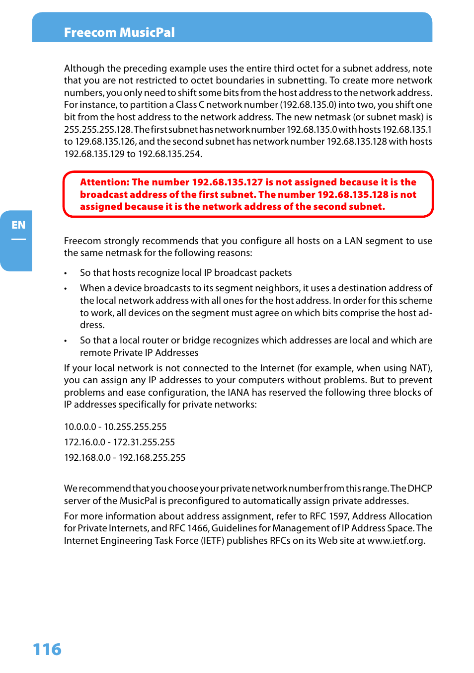 Freecom musicpal | Freecom Technologies MusicPal User Manual | Page 116 / 120