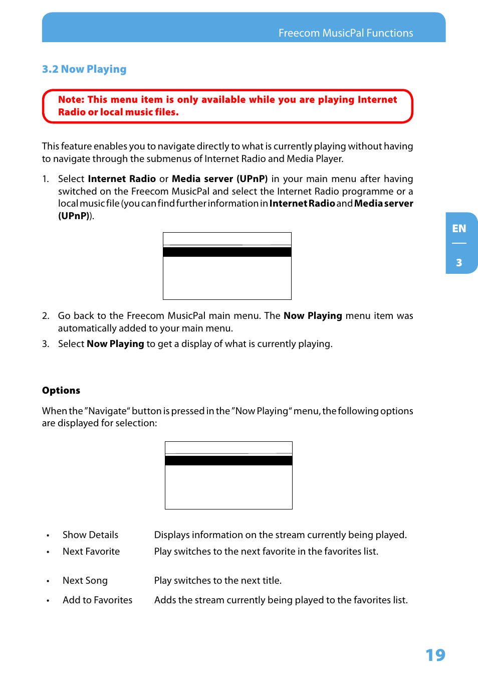 2 now playing | Freecom Technologies MusicPal User Manual | Page 19 / 120