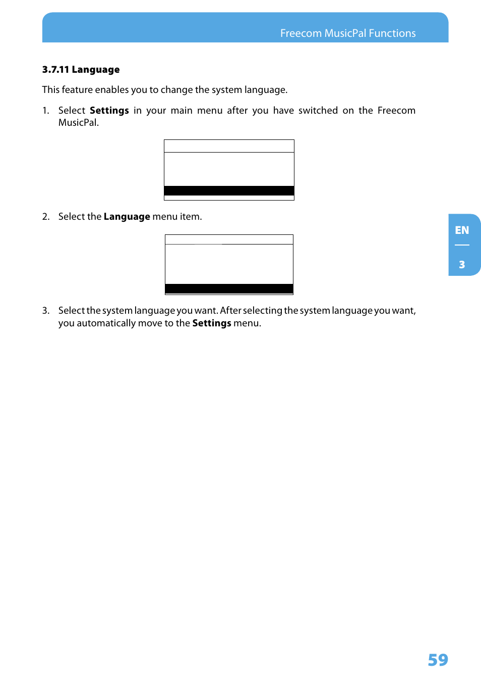 11 language | Freecom Technologies MusicPal User Manual | Page 59 / 120