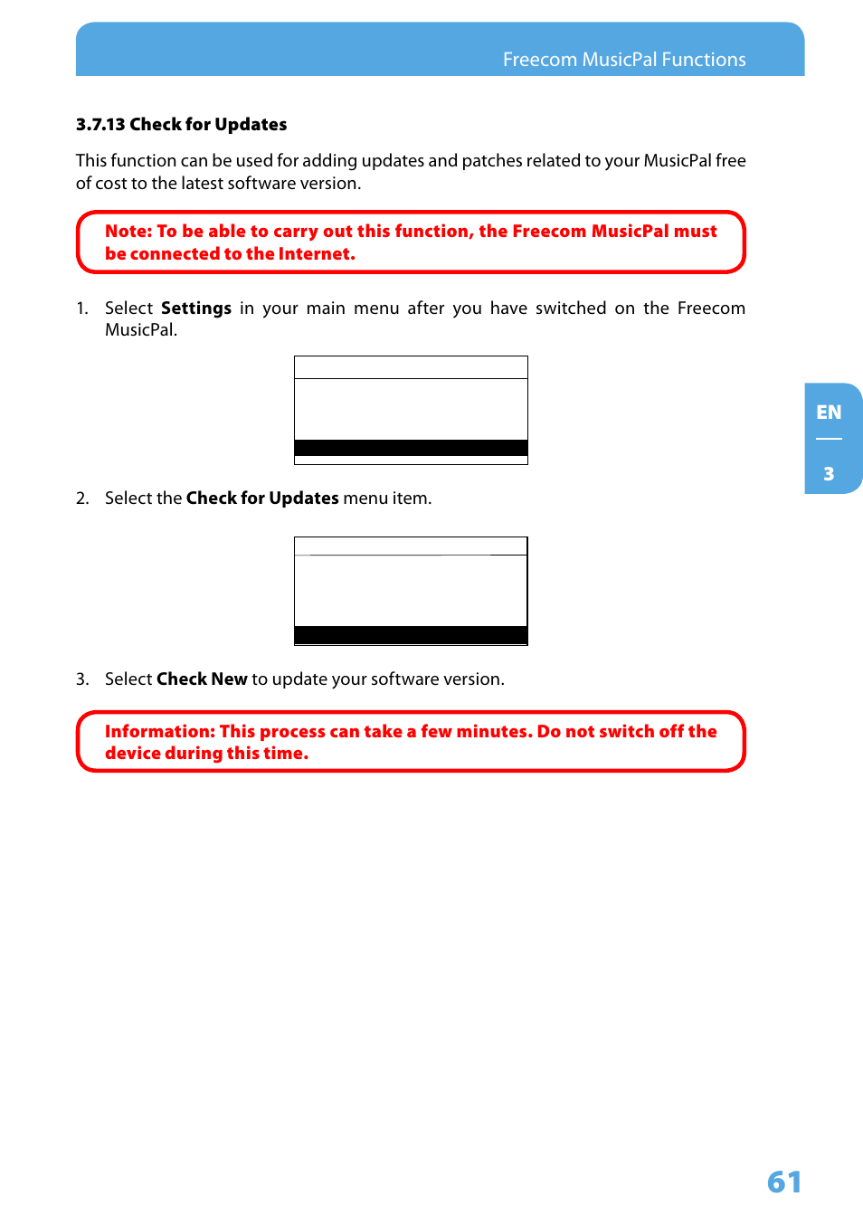 13 check for updates | Freecom Technologies MusicPal User Manual | Page 61 / 120