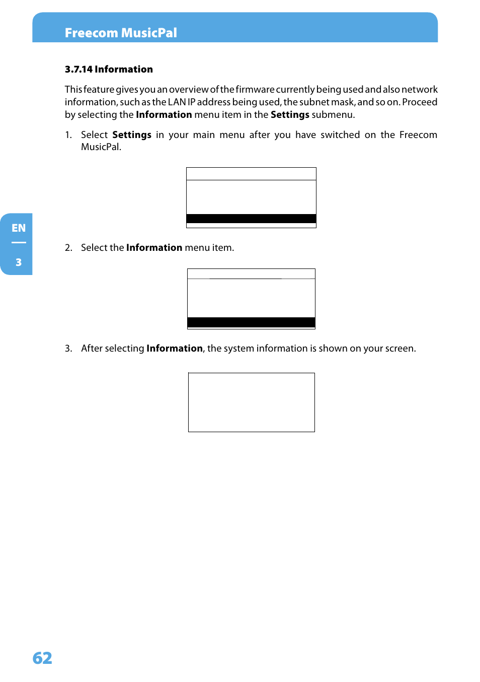 14 information, Freecom musicpal | Freecom Technologies MusicPal User Manual | Page 62 / 120