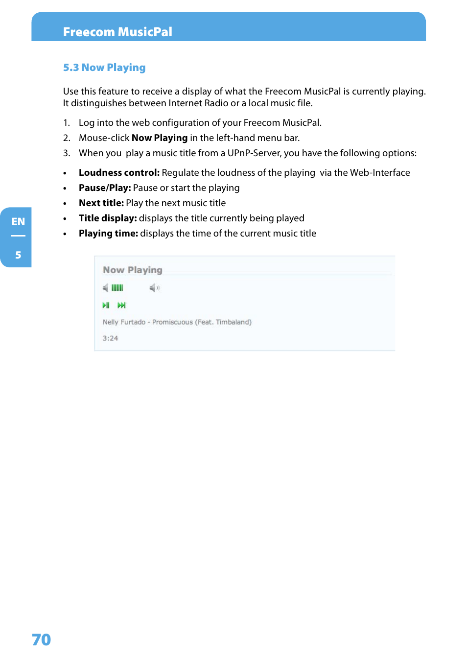 3 now playing, Freecom musicpal | Freecom Technologies MusicPal User Manual | Page 70 / 120