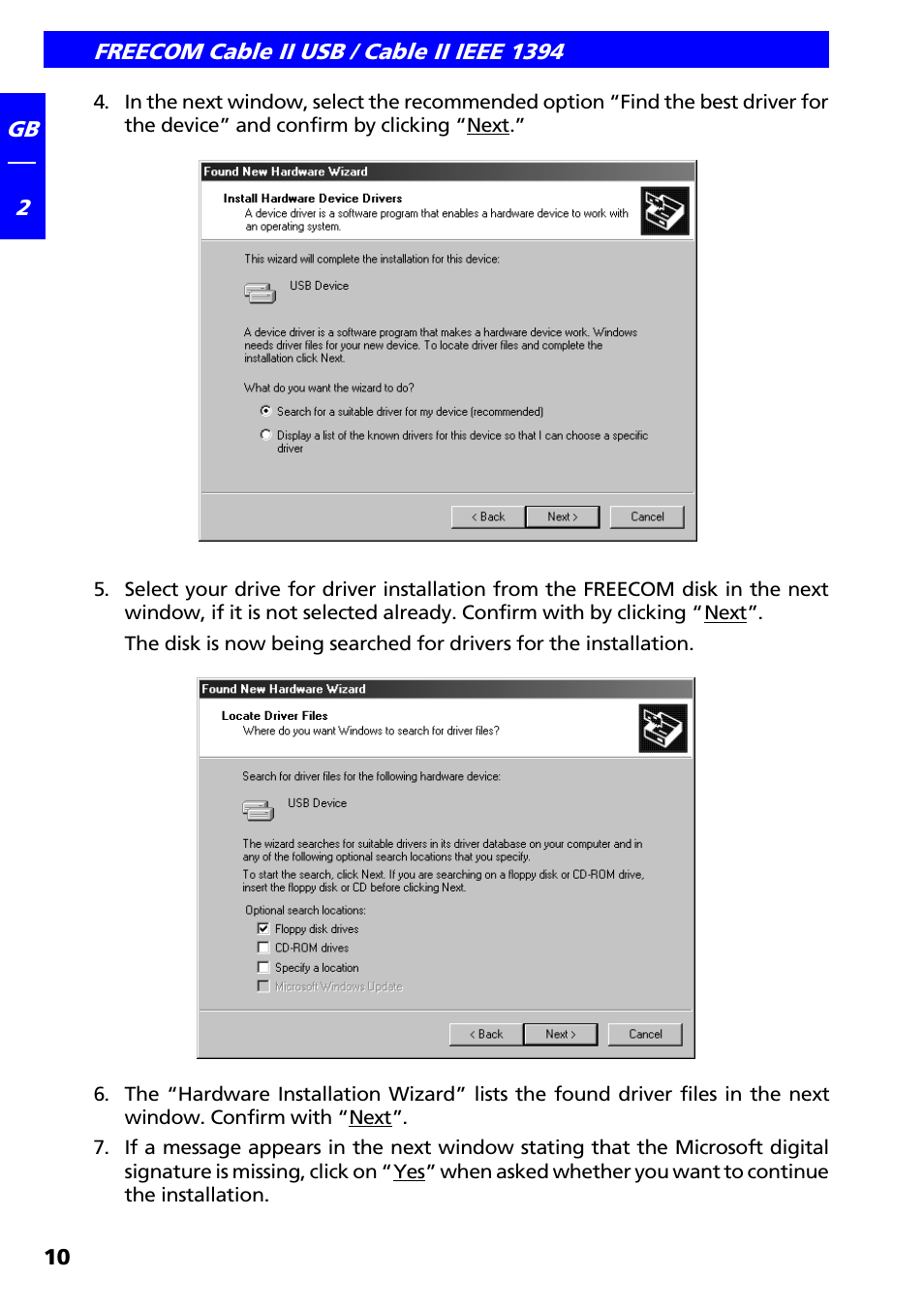 Freecom Technologies IEEE 1394 User Manual | Page 10 / 13