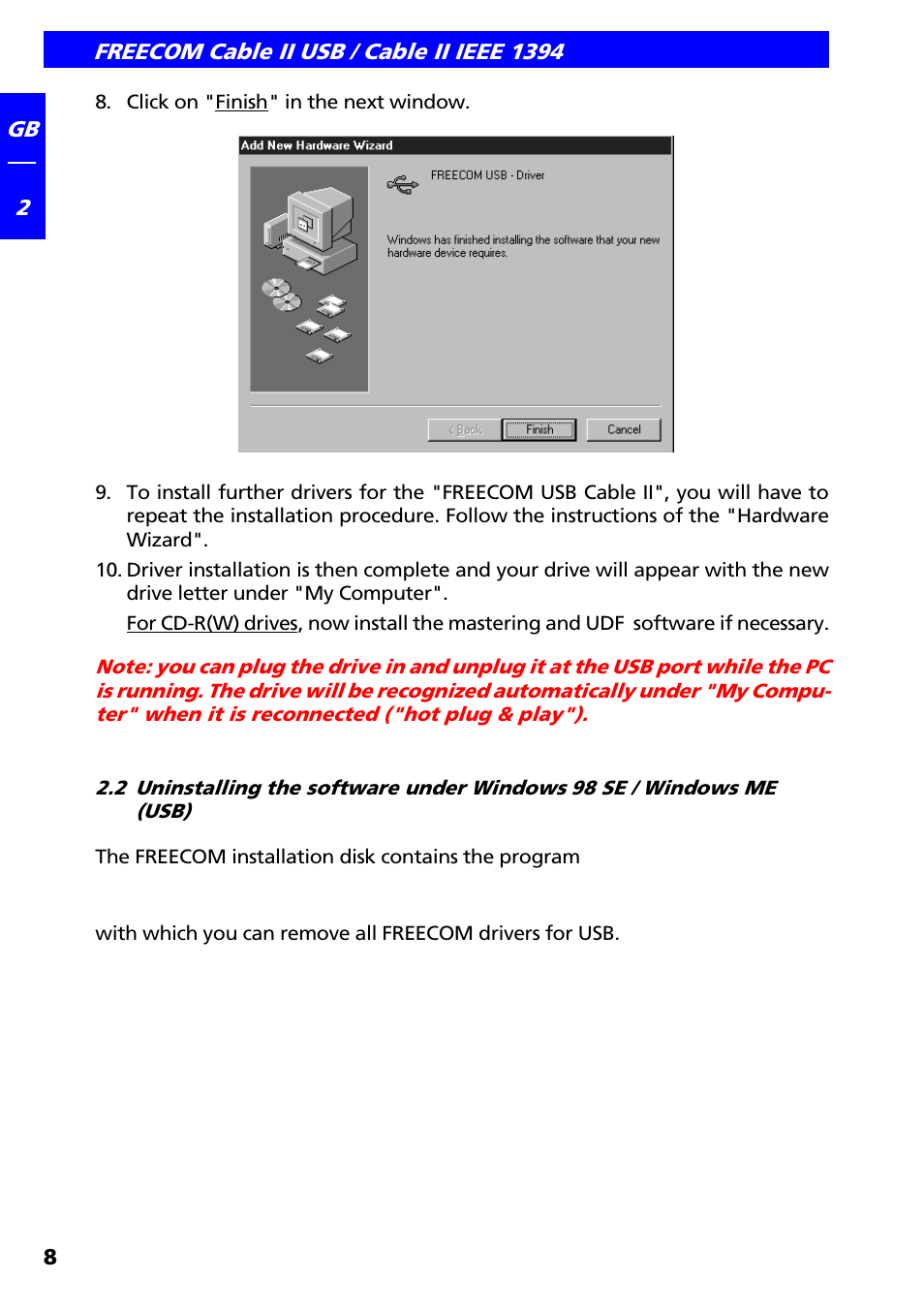 Freecom Technologies IEEE 1394 User Manual | Page 8 / 13