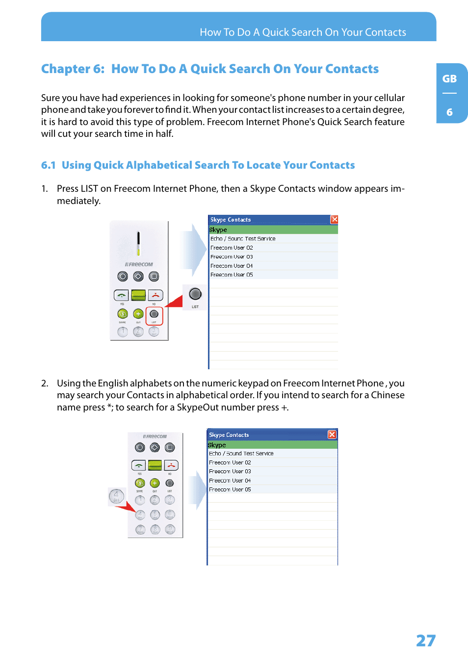 Freecom Technologies Skype Phone User Manual | Page 27 / 42