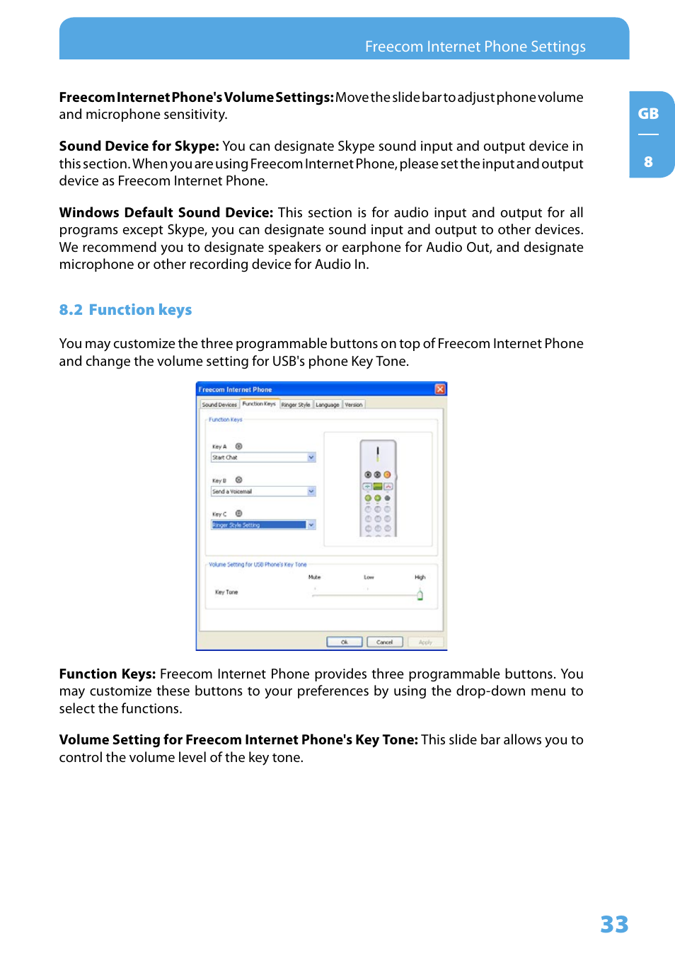 2 function keys | Freecom Technologies Skype Phone User Manual | Page 33 / 42