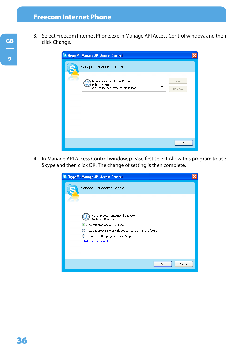 Freecom internet phone | Freecom Technologies Skype Phone User Manual | Page 36 / 42