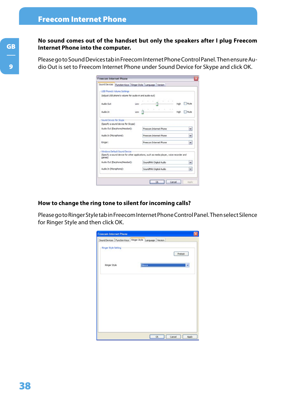 Freecom internet phone | Freecom Technologies Skype Phone User Manual | Page 38 / 42