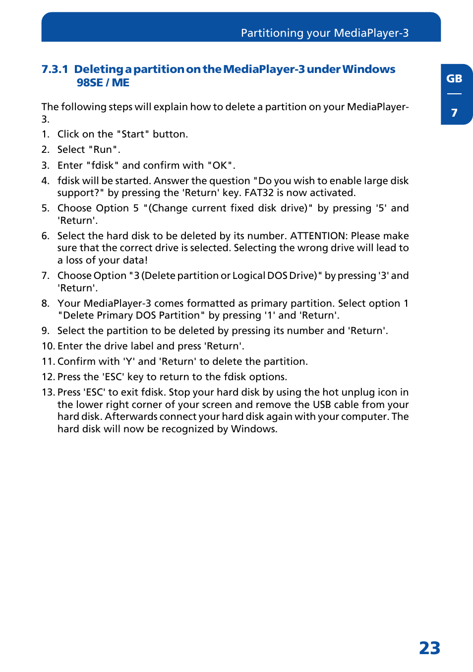 Freecom Technologies MediaPlayer3 User Manual | Page 23 / 41